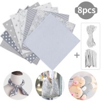 JETEVEN 8Pcs DIY Cotton Patchwork for Sewing Crafting with 4m Elastic Rope 